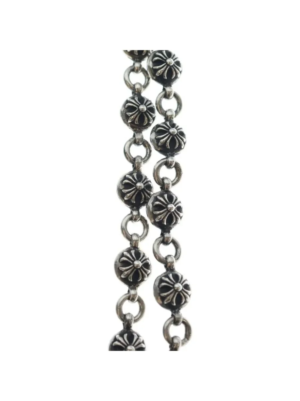 Chrome Hearts 2 Cross Ball Chain Silver Necklace